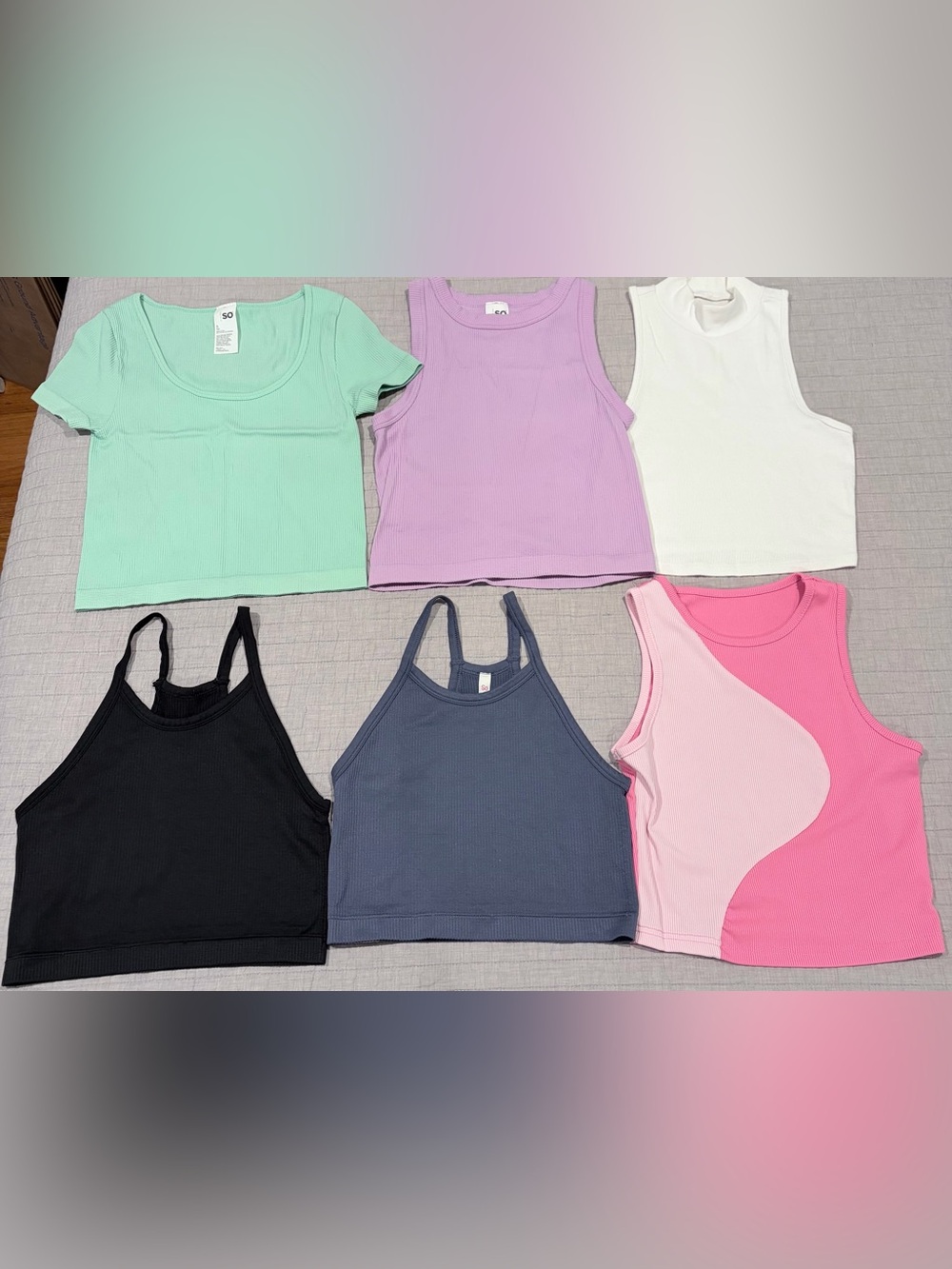 SO & Aeropostale Ribbed Crop Tank Bundle (6 Tops) Size Small